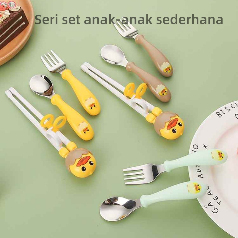 Sumpit Pelatihan Bayi Stainless 3 in 1